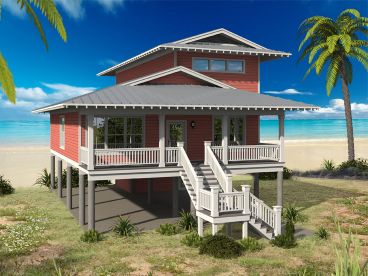 Beach House Plan, 062H-0129